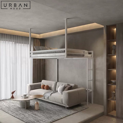 BRIDGE Modern Loft Bed Durable Carbon Steel Design - URBANMOOD