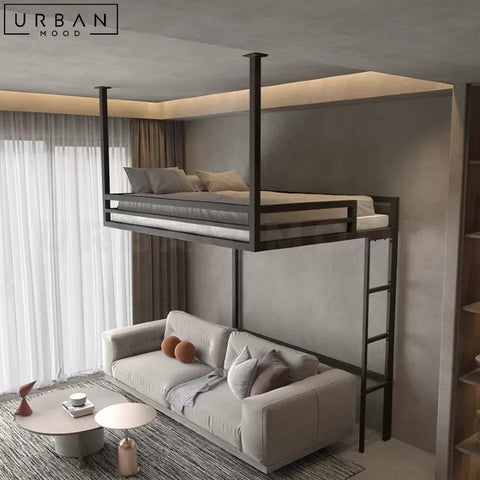 BRIDGE Modern Loft Bed Durable Carbon Steel Design - URBANMOOD