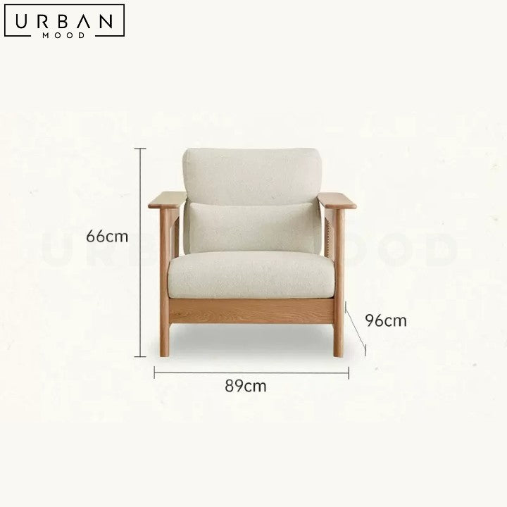 CAIS Japandi Rattan Fabric Sofa with Cherry Wood Frame - URBANMOOD