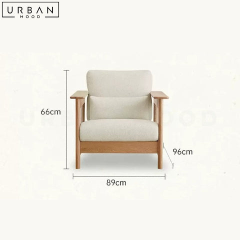 CAIS Japandi Rattan Fabric Sofa with Cherry Wood Frame - URBANMOOD
