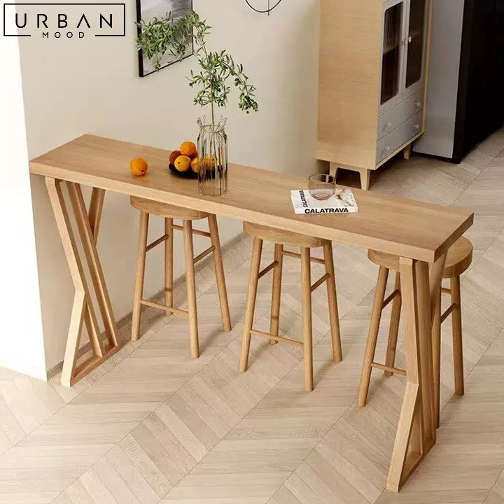 CAMILA Scandinavian Solid Wood Bar Table Minimalist Design - URBANMOOD