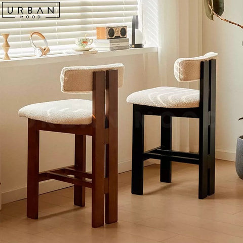 CATHEN Mid-Century Bar Stool with Boucle Upholstery - URBANMOOD