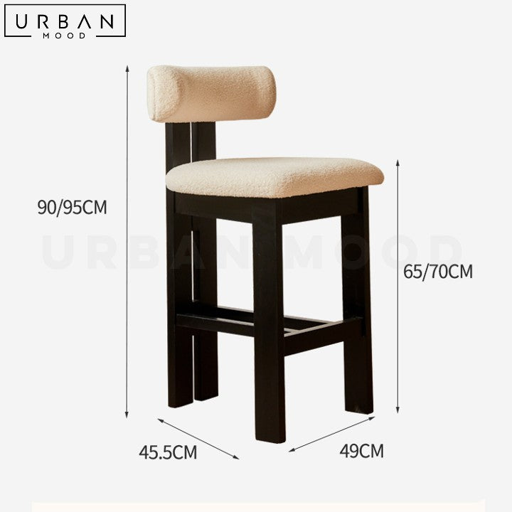 CATHEN Mid-Century Bar Stool with Boucle Upholstery - URBANMOOD