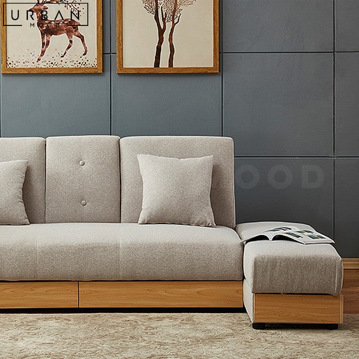 CAYA Japandi Sofa Bed with Storage and Shelf - URBANMOOD