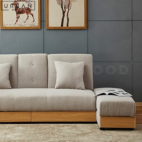 CAYA Japandi Sofa Bed with Storage and Shelf - URBANMOOD