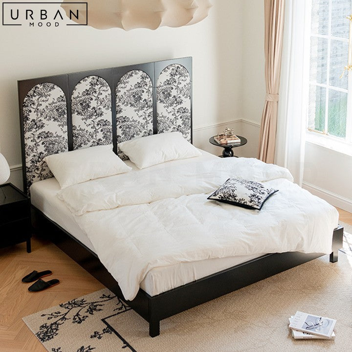 CHAGAS Oriental Solid Wood Bed Frame with Black Finish - URBANMOOD