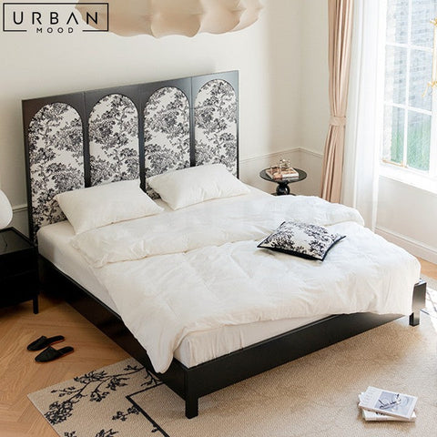 CHAGAS Oriental Solid Wood Bed Frame with Black Finish - URBANMOOD