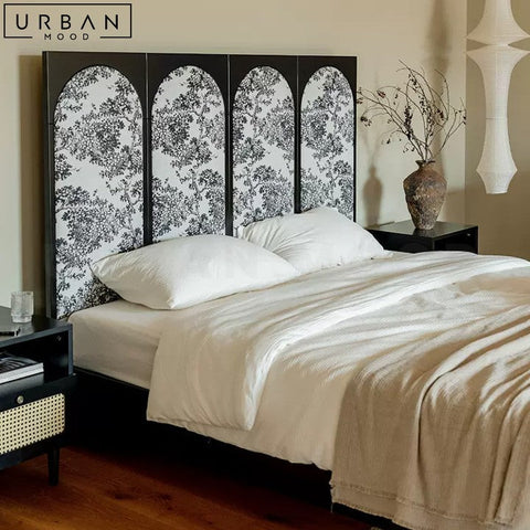 CHAGAS Oriental Solid Wood Bed Frame with Black Finish - URBANMOOD