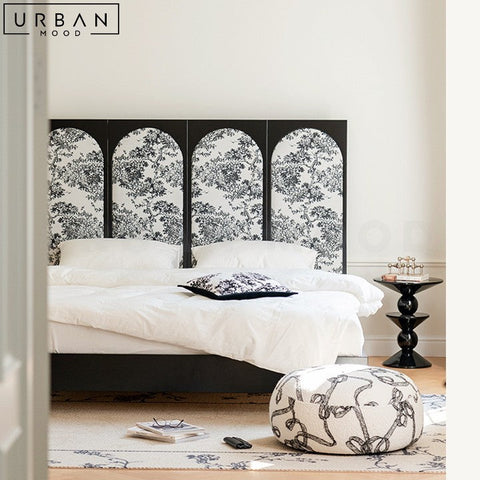 CHAGAS Oriental Solid Wood Bed Frame with Black Finish - URBANMOOD