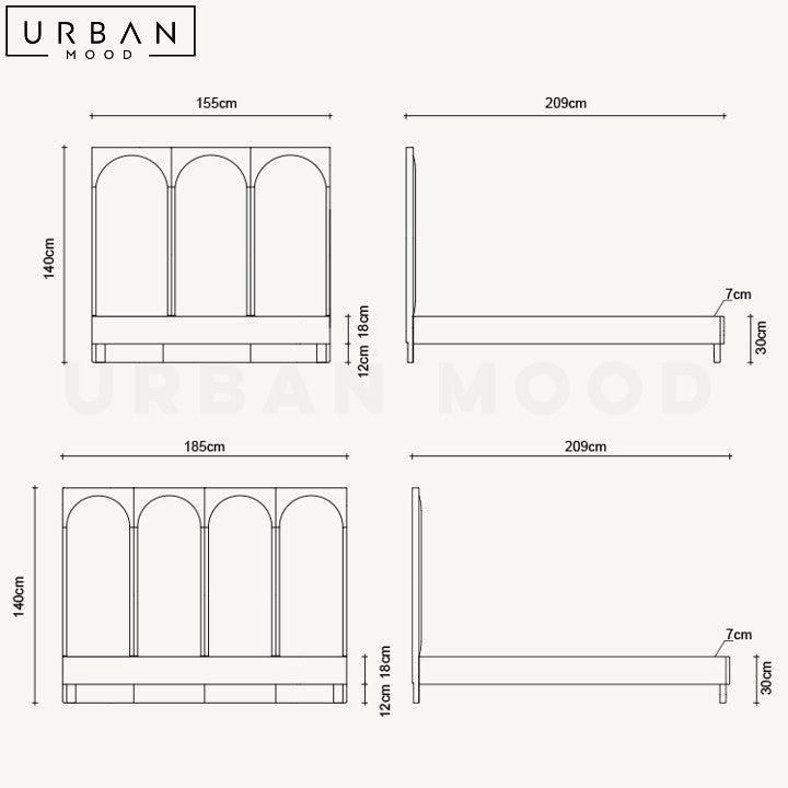 CHAGAS Oriental Solid Wood Bed Frame with Black Finish - URBANMOOD
