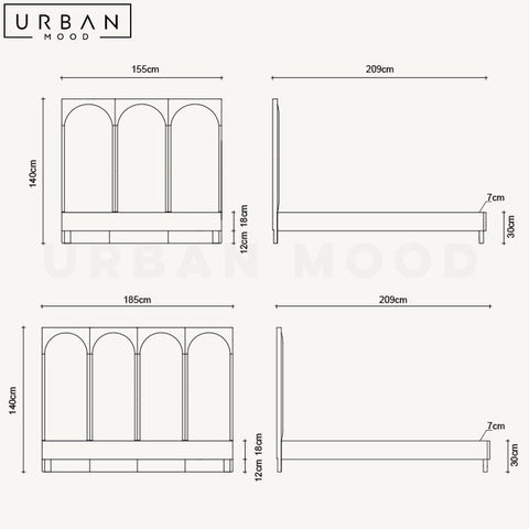 CHAGAS Oriental Solid Wood Bed Frame with Black Finish - URBANMOOD