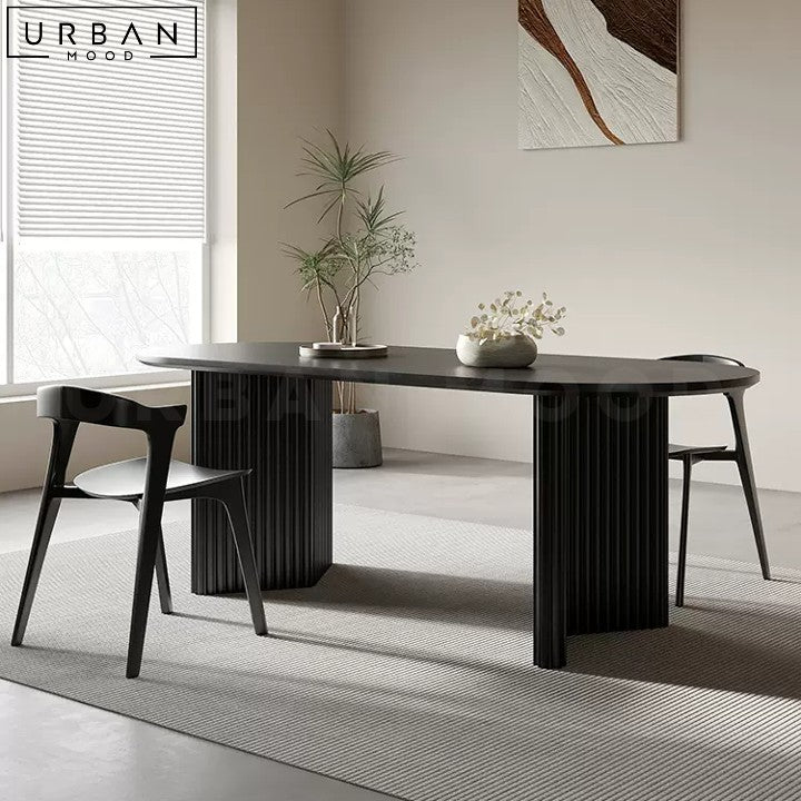 COTTY Modern Oval Solid Wood Dining Table with Fluted Legs - URBANMOOD