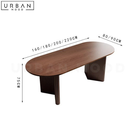 COTTY Modern Oval Solid Wood Dining Table with Fluted Legs - URBANMOOD