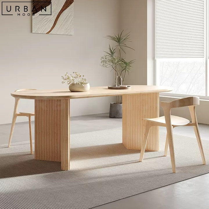 COTTY Modern Oval Solid Wood Dining Table with Fluted Legs - URBANMOOD