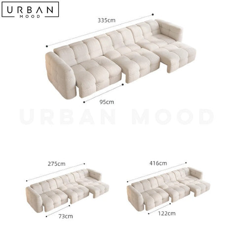 CRAWFO Modern Boucle Sofa with Extendable Footrest - URBANMOOD