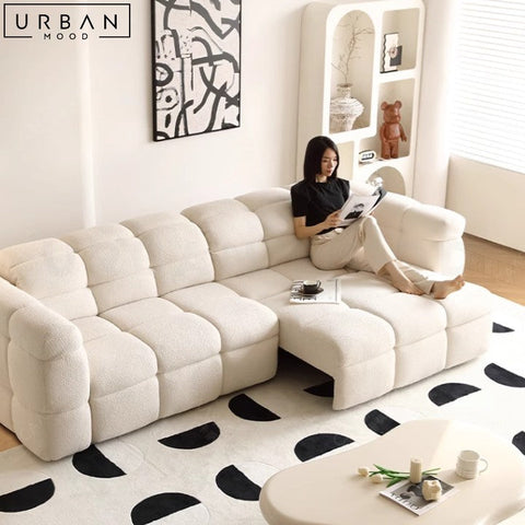 CRAWFO Modern Boucle Sofa with Extendable Footrest - URBANMOOD