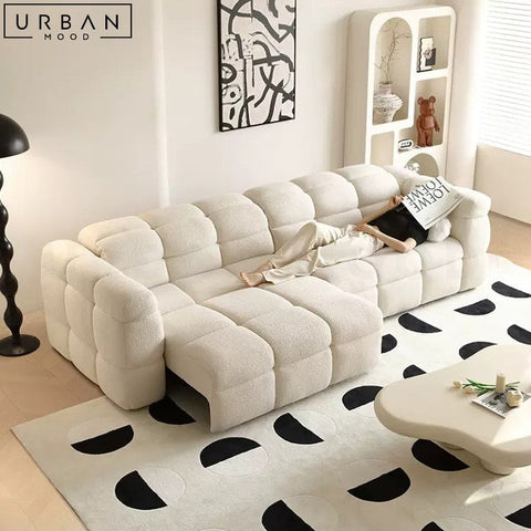 CRAWFO Modern Boucle Sofa with Extendable Footrest - URBANMOOD