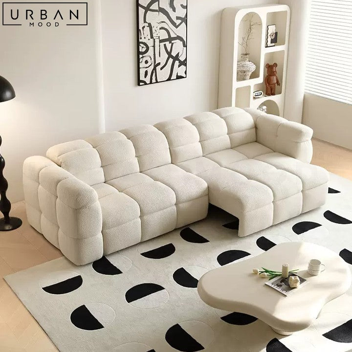CRAWFO Modern Boucle Sofa with Extendable Footrest - URBANMOOD