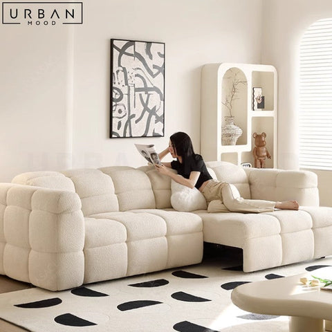 CRAWFO Modern Boucle Sofa with Extendable Footrest - URBANMOOD