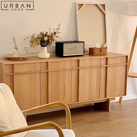 DANIELS Scandinavian Solid Wood Buffet Ash Wood Sideboard - URBANMOOD