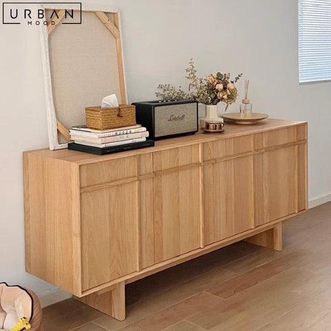 DANIELS Scandinavian Solid Wood Buffet Ash Wood Sideboard - URBANMOOD