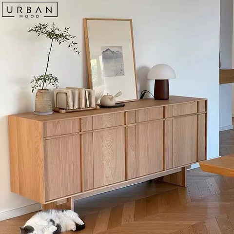 DANIELS Scandinavian Solid Wood Buffet Ash Wood Sideboard - URBANMOOD