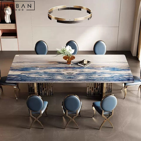 DAO Modern Marble Dining Table with Chrome Legs - URBANMOOD