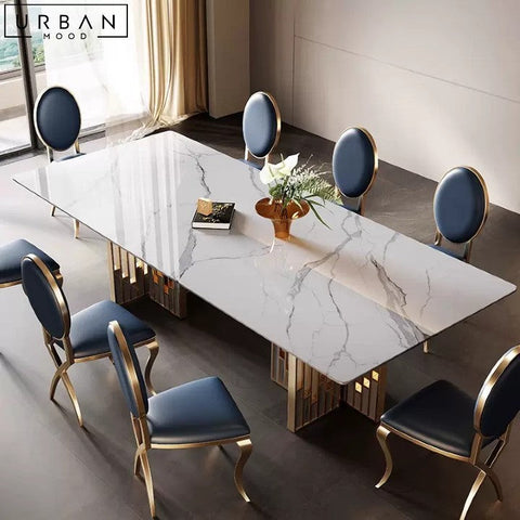 DAO Modern Marble Dining Table with Chrome Legs - URBANMOOD