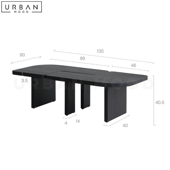 DARA Modern Solid Wood Coffee Table with Yin Yang Design - URBANMOOD