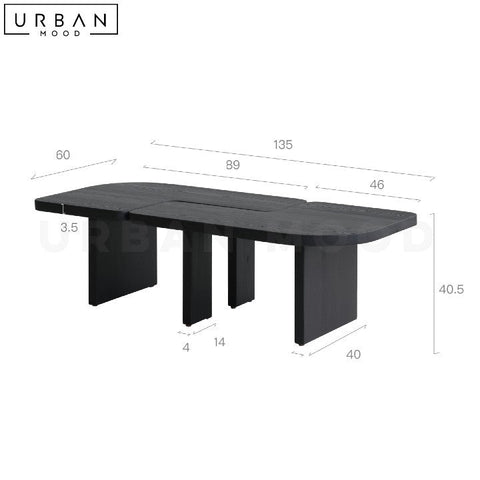 DARA Modern Solid Wood Coffee Table with Yin Yang Design - URBANMOOD