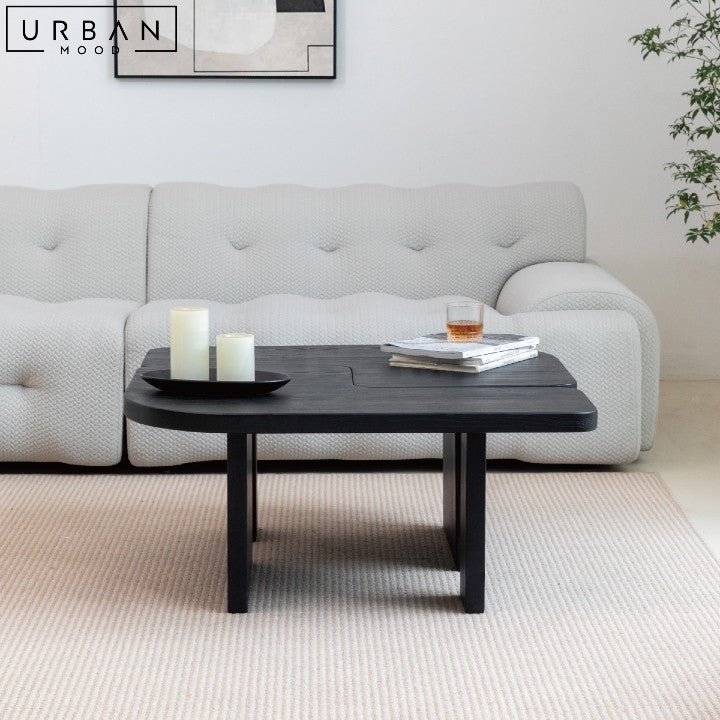 DARA Modern Solid Wood Coffee Table with Yin Yang Design - URBANMOOD