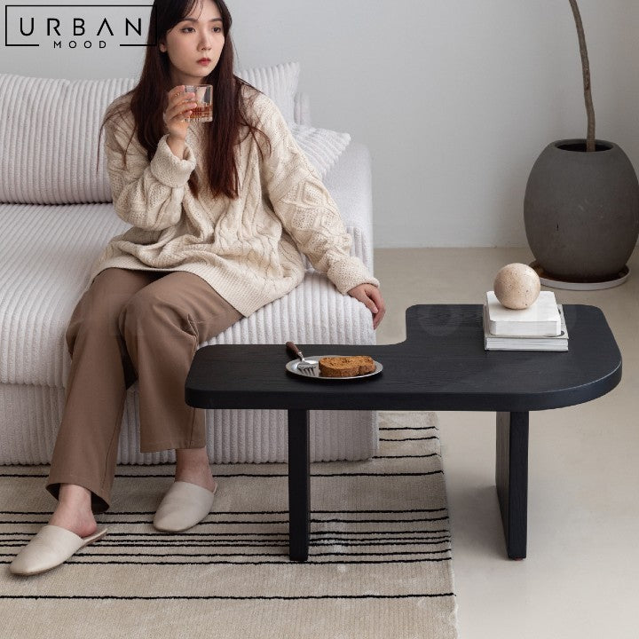 DARA Modern Solid Wood Coffee Table with Yin Yang Design - URBANMOOD
