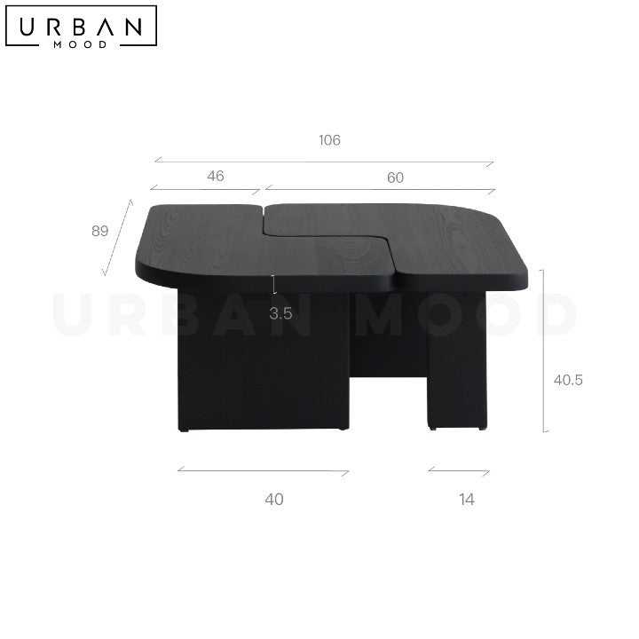 DARA Modern Solid Wood Coffee Table with Yin Yang Design - URBANMOOD