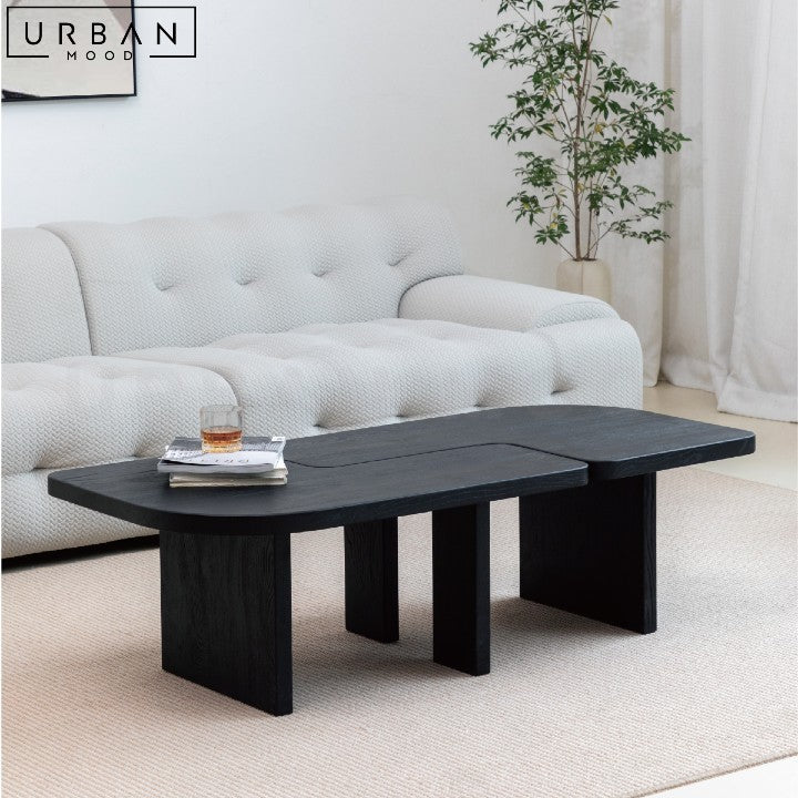 DARA Modern Solid Wood Coffee Table with Yin Yang Design - URBANMOOD