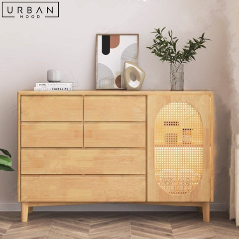 DAVA Japandi Solid Wood Sideboard with Ample Storage - URBANMOOD