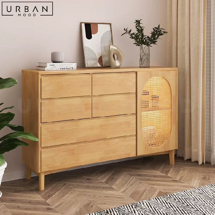 DAVA Japandi Solid Wood Sideboard with Ample Storage - URBANMOOD