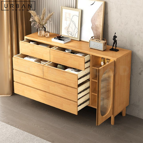 DAVA Japandi Solid Wood Sideboard with Ample Storage - URBANMOOD