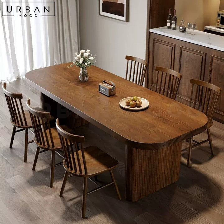 EDENY Rustic Pine Wood Dining Table Sturdy Centerpiece - URBANMOOD