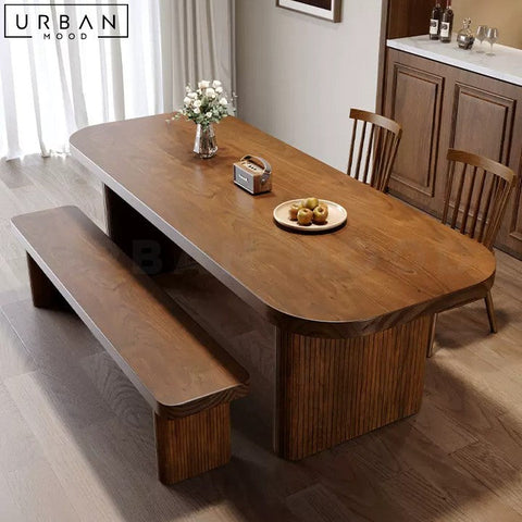 EDENY Rustic Pine Wood Dining Table Sturdy Centerpiece - URBANMOOD