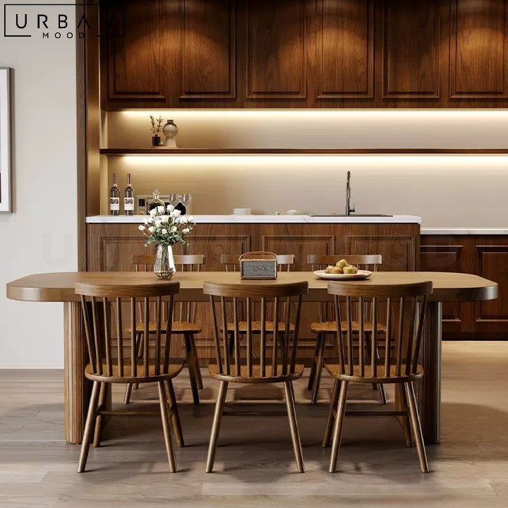 EDENY Rustic Pine Wood Dining Table Sturdy Centerpiece - URBANMOOD