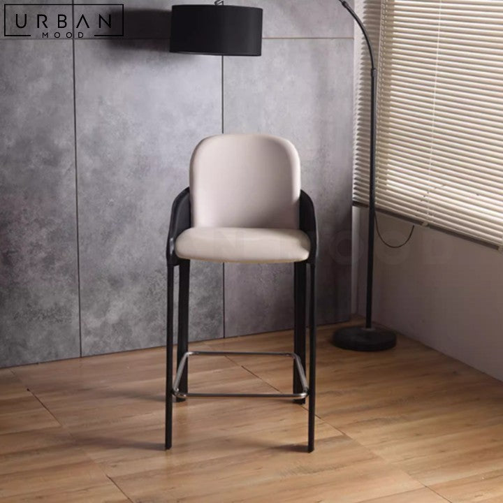 EGLI Modern Leather Bar Stool Sleek Metal Frame - URBANMOOD