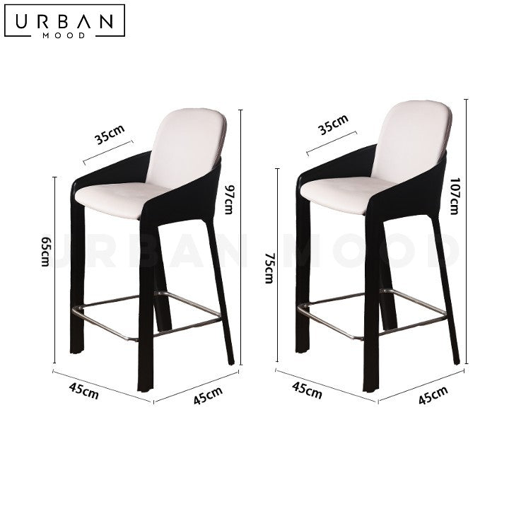 EGLI Modern Leather Bar Stool Sleek Metal Frame - URBANMOOD