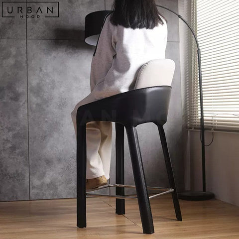 EGLI Modern Leather Bar Stool Sleek Metal Frame - URBANMOOD