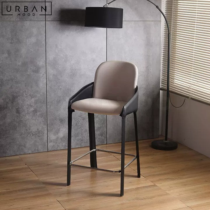 EGLI Modern Leather Bar Stool Sleek Metal Frame - URBANMOOD