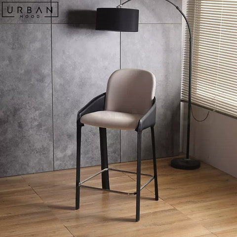 EGLI Modern Leather Bar Stool Sleek Metal Frame - URBANMOOD