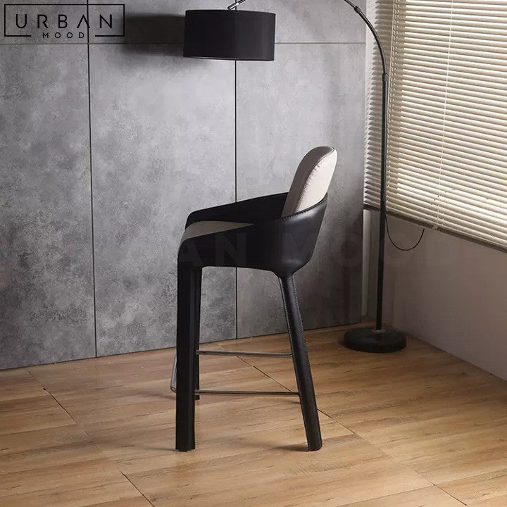 EGLI Modern Leather Bar Stool Sleek Metal Frame - URBANMOOD