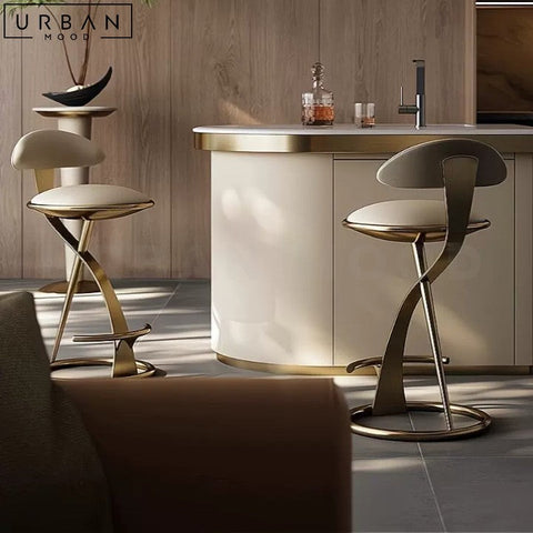 ELAROSE Modern Stainless Steel Bar Stool with Faux Leather - URBANMOOD