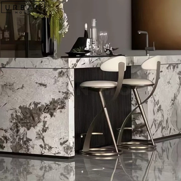 ELAROSE Modern Stainless Steel Bar Stool with Faux Leather - URBANMOOD