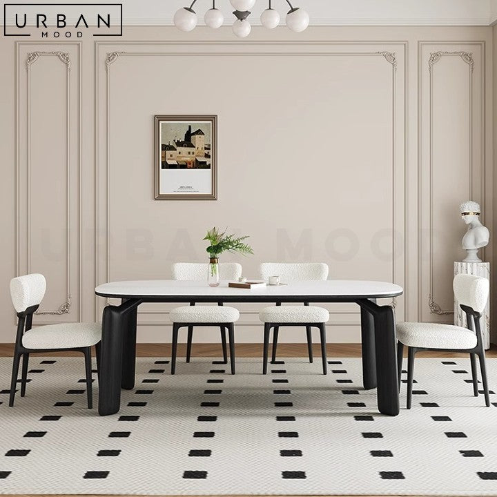 ELISABETH Modern Ash Wood Boucle Dining Chair - URBANMOOD