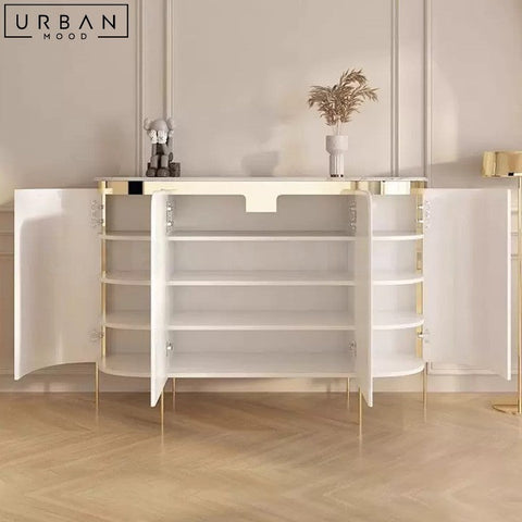 ELIS Modern Sintered Stone Sideboard with Gold Trims - URBANMOOD